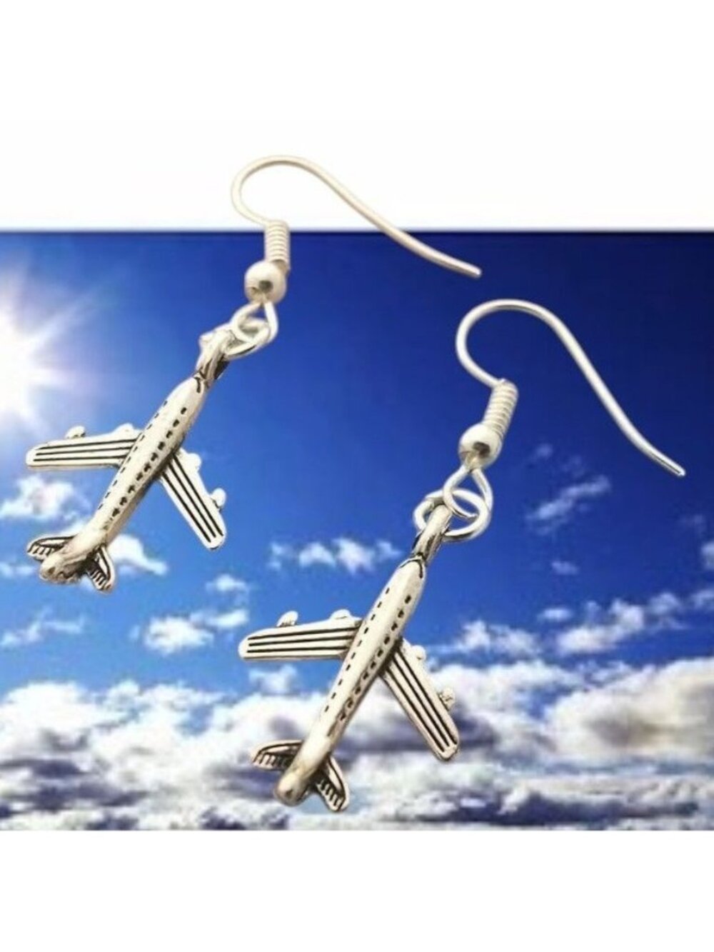 Airplane Earrings New  Flight Attendant Gulfstream Aviation Travel Dangle Hooks